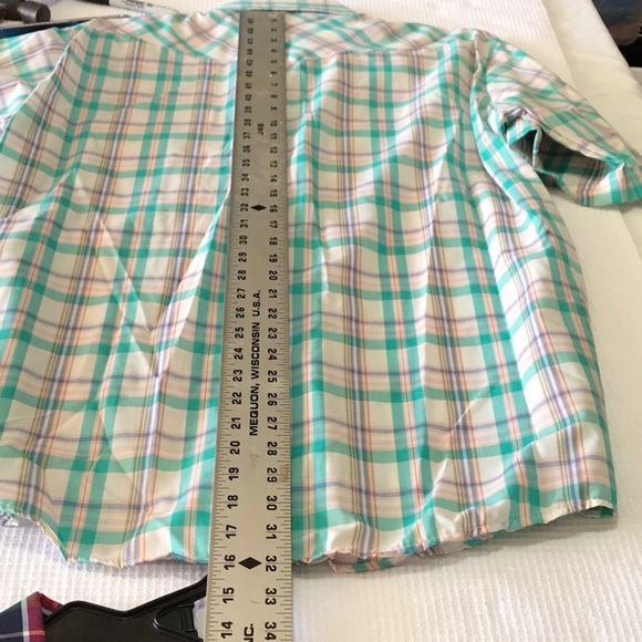 Vintage short sleeve Saddle King Western pearl button large. 16 1/2 regular - Picture 2 of 9